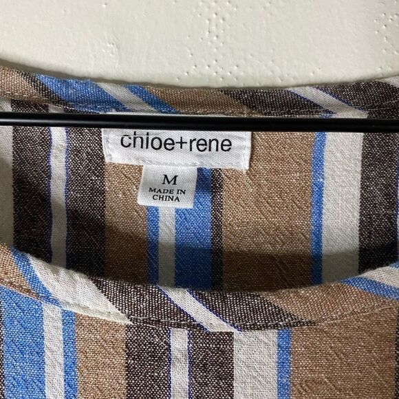 Chloe + Rene Striped Linen Blend Dress Size M - Picture 5 of 7